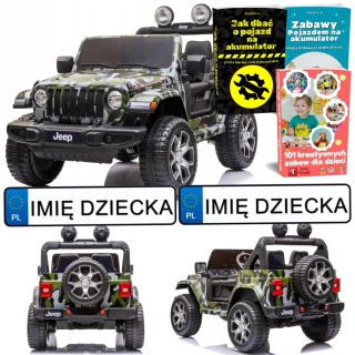 AUTO NA AKUMULATOR DLA DZIECKA JEEP WRANGLER RUBICON EVA LED SKÓRA PILOT 2.4G