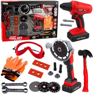 Duży Zestaw Narzędzi Dla Dzieci Wkrętarka Szlifierka Na Baterie 28 el.