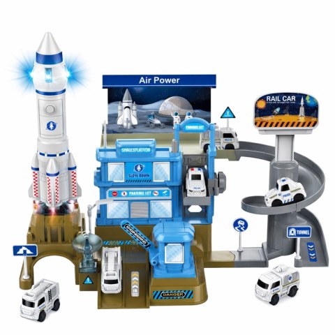 PARKING WIELOPOZIOMOWY BAZA KOSMICZNA INTERAKTYWNA RAKIETA ŚWIATŁA DŹWIĘKI