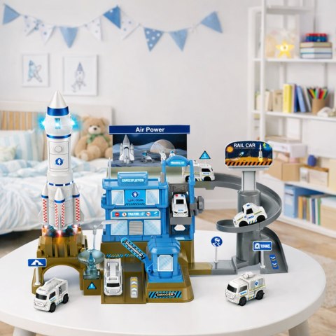 PARKING WIELOPOZIOMOWY BAZA KOSMICZNA INTERAKTYWNA RAKIETA ŚWIATŁA DŹWIĘKI