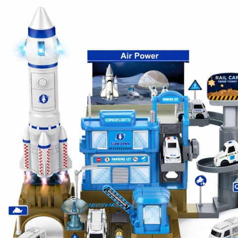 PARKING WIELOPOZIOMOWY BAZA KOSMICZNA INTERAKTYWNA RAKIETA ŚWIATŁA DŹWIĘKI