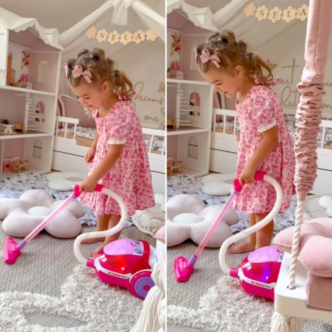 WOOPIE Interaktywny Odkurzacz dla Dzieci z Funkcją Wciągania Różowy