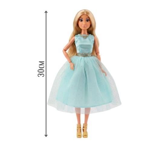 WOOPIE ROYAL Lalka Lily 30 cm Długie Blond Włosy Elegancka Turkusowa Sukienka