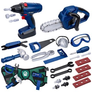 DUŻY ZESTAW NARZEDZI DLA DZIECKI SKRZYNKA WKRĘTARKA PIŁA PAS ŚRUBKI 30 EL.