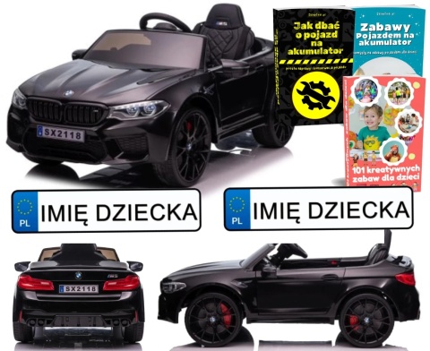 AUTO NA AKUMULATOR DLA DZIECKA BMW M5 DRIFT SKÓRA LED EVA PILOT MP3 USB