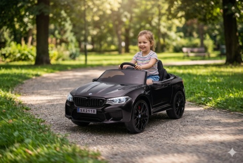 AUTO NA AKUMULATOR DLA DZIECKA BMW M5 DRIFT SKÓRA LED EVA PILOT MP3 USB