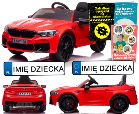 AUTO NA AKUMULATOR DLA DZIECKA BMW M5 DRIFT SKÓRA LED EVA PILOT MP3 USB
