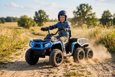 DUŻY QUAD NA AKUMULATOR ATV JC606 24V 4x4 6 KÓŁ EVA SKÓRA LED RADIO PILOT