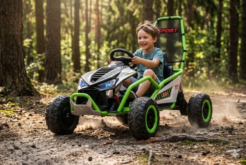 GOKART NA AKUMULATOR DLA DZIECKA DM-107 2X200W CICHY EVA SKÓRA LED PILOT