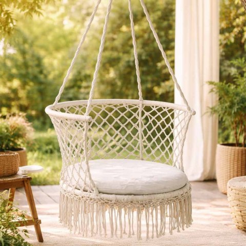 HUŚTAWKA OGRODOWA BOCIANIE GNIAZDO FOTEL WISZĄCY Z OPARCIEM 80CM DO 150KG