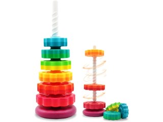 Kolorowa Piramida Sensoryczna Zakręcona Wieża Edukacyjna Krążki Do Układania