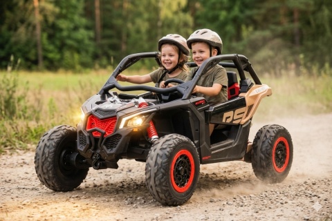 MOCNE BUGGY AUTO NA AKUMULATOR DLA 2 DZIECI CAN-AM RS 4X200W RADIO PILOT LED MP3 EVA SKÓRA
