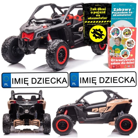 MOCNE BUGGY AUTO NA AKUMULATOR DLA 2 DZIECI CAN-AM RS 4X200W RADIO PILOT LED MP3 EVA SKÓRA