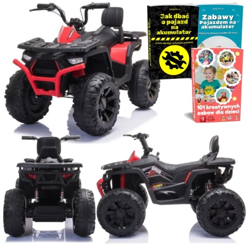 MOCNY QUAD NA AKUMULATOR DLA DZIECKA JC333 2X200W KOŁA EVA ŚWIATŁA LED MP3