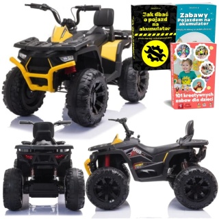 MOCNY QUAD NA AKUMULATOR DLA DZIECKA JC333 2X200W KOŁA EVA ŚWIATŁA LED MP3