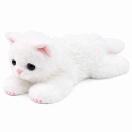 Pluszowa Maskotka Przytulanka Kotek Leżący Biały 38 cm