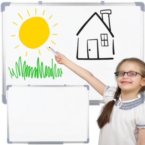 TABLICA SUCHOŚCIERALNA MAGNETYCZNA BIAŁA 90X60CM ALUMINIOWA RAMA LEKKA