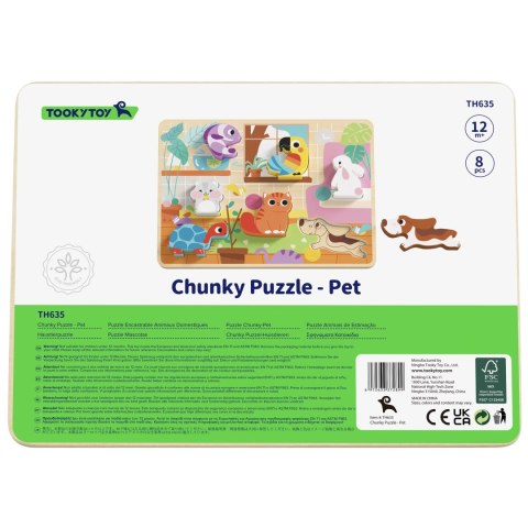 TOOKY TOY Drewniane Puzzle Montessori Zwierzątka Dom Dopasuj Kształty