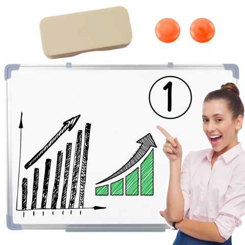 TABLICA WIELOFUNKCYJNA 2W1 SUCHOŚCIERALNA MAGNETYCZNA 45X60CM GĄBKA MAGNESY