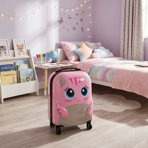WALIZKA PODRÓŻNA DLA DZIECI BAGAŻ PODRĘCZNY NA KÓŁKACH KOT UCHWYT TELESKOP