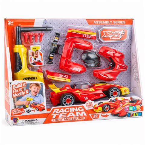 ZESTAW KONSTRUKCYJNY TUNING AUTA WYŚCIGÓWKA DO SKRĘCANIA WKRĘTARKA ŚWIATŁA