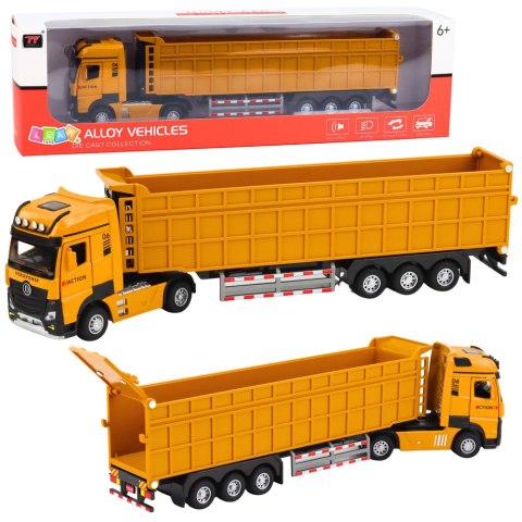 CIĘŻARÓWKA WYWROTKA 33CM METALOWA KABINA NACZEPA NAPĘD ŚWIATŁA DŹWIĘKI