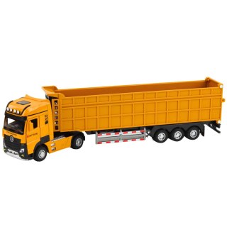 CIĘŻARÓWKA WYWROTKA 33CM METALOWA KABINA NACZEPA NAPĘD ŚWIATŁA DŹWIĘKI