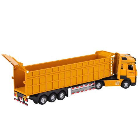 CIĘŻARÓWKA WYWROTKA 33CM METALOWA KABINA NACZEPA NAPĘD ŚWIATŁA DŹWIĘKI