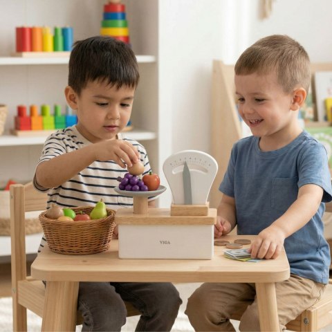 DREWNIANA WAGA SKLEPOWA KREATYWNA MOTORYCZNA KOORDYNACJA DLA DZIECI