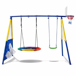 PLAC ZABAW HUŚTAWKA OGRODOWA DLA DZIECI BOCIANIE GNIAZDO 4W1 KOSZ DO GRY