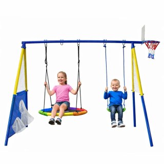 PLAC ZABAW HUŚTAWKA OGRODOWA DLA DZIECI BOCIANIE GNIAZDO 4W1 KOSZ DO GRY