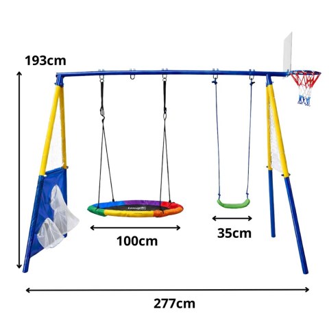 PLAC ZABAW HUŚTAWKA OGRODOWA DLA DZIECI BOCIANIE GNIAZDO 4W1 KOSZ DO GRY