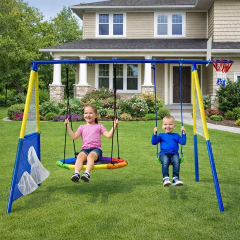 PLAC ZABAW HUŚTAWKA OGRODOWA DLA DZIECI BOCIANIE GNIAZDO 4W1 KOSZ DO GRY