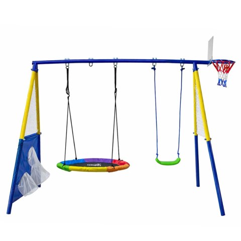 PLAC ZABAW HUŚTAWKA OGRODOWA DLA DZIECI BOCIANIE GNIAZDO 4W1 KOSZ DO GRY