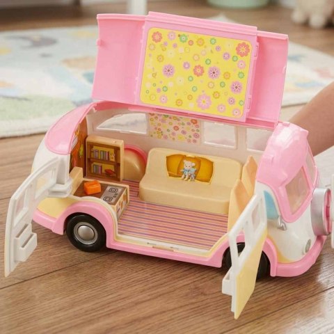 SAMOCHÓD KAMPER ROZKŁADANY AUTKO DLA LALEK SKLEP LODZIARNIA ZESTAW 30 EL.
