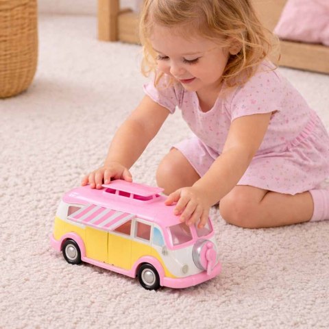 SAMOCHÓD KAMPER ROZKŁADANY AUTKO DLA LALEK SKLEP LODZIARNIA ZESTAW 30 EL.