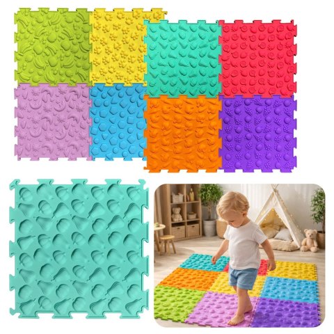 ŚCIEŻKA SENSORYCZNA PUZZLE SENSORYCZNE ŁĄCZONE RÓŻNE STRUKTURY 24,5CM 10SZT