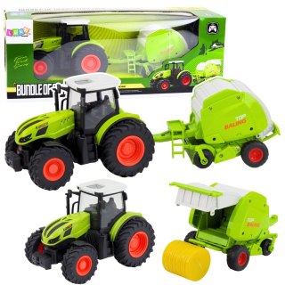 TRAKTOR ZDALNIE STEROWANY CIĄGNIK ROLNICZY RC 1:24 PRZYCZEPA PRASA LED 2.4G