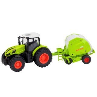 TRAKTOR ZDALNIE STEROWANY CIĄGNIK ROLNICZY RC 1:24 PRZYCZEPA PRASA LED 2.4G