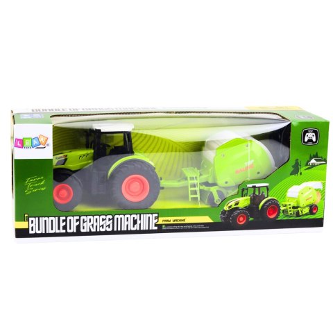 TRAKTOR ZDALNIE STEROWANY CIĄGNIK ROLNICZY RC 1:24 PRZYCZEPA PRASA LED 2.4G