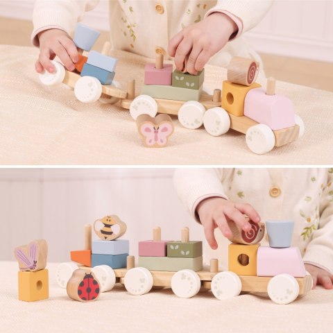 VIGA Drewniany Wiosenny Pociąg Edukacyjny 18 Elementów