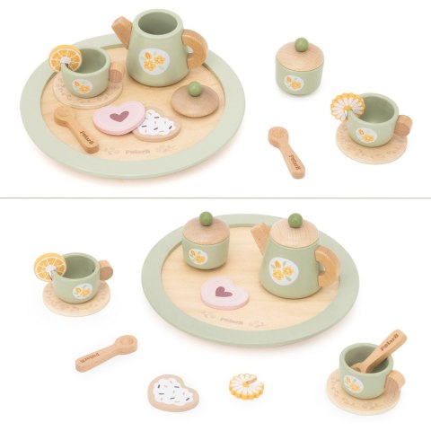 VIGA Drewniany Wiosenny Serwis Do Herbaty-15 elementów