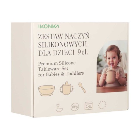 ZESTAW NACZYŃ SILIKONOWYCH DLA NIEMOWLĄT KRAB MISKA TALERZ SZTUĆCE 9EL NIEB