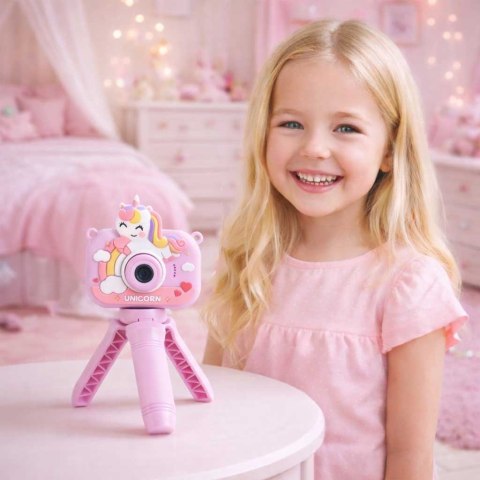 APARAT FOTOGRAFICZNY CYFROWY KAMERA DLA DZIECI STATYW JEDNOROŻEC FULLHD AKU