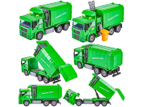 ŚMIECIARKA CIĘŻARÓWKA DO ROZKRĘCANIA WALIZKA ZESTAW 112 EL. DŹWIĘKI ŚWIATŁA