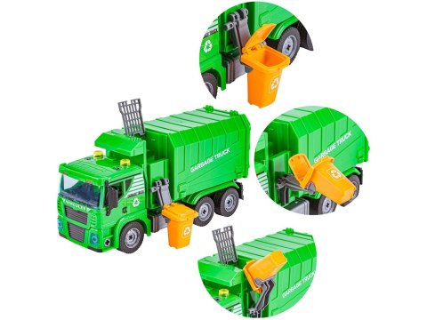 ŚMIECIARKA CIĘŻARÓWKA DO ROZKRĘCANIA WALIZKA ZESTAW 112 EL. DŹWIĘKI ŚWIATŁA