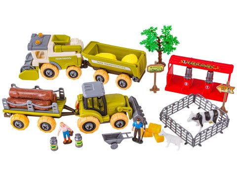 POJAZDY DO SKRĘCANIA TRAKTOR KOMBAJN FIGURKI ZWIERZĘTA ZESTAW KONSTRUKCYJNY