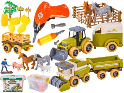 POJAZDY DO SKRĘCANIA TRAKTOR KOMBAJN FIGURKI STAJNIA ZESTAW KONSTRUKCYJNY