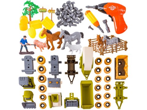 POJAZDY DO SKRĘCANIA TRAKTOR KOMBAJN FIGURKI STAJNIA ZESTAW KONSTRUKCYJNY