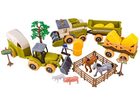 POJAZDY DO SKRĘCANIA TRAKTOR KOMBAJN FIGURKI STAJNIA ZESTAW KONSTRUKCYJNY